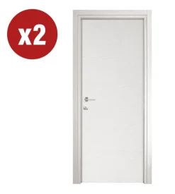 2 porte battenti da interno reversibili frassino bianco, 70x200 cm New