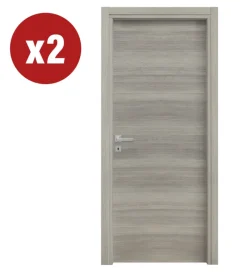 2 porte battenti da interno reversibili in rovere grigio, 70x200 cm