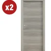 2 porte battenti da interno reversibili in rovere grigio, 80x200 cm