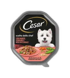Alimento umido cani cesar "scelta dello chef" con manzo, riso e verdure 150 gr Hot