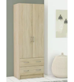 Armadi-Armadio 2 ante 2 cassetti rovere 169,5x60,9x41,1 cm