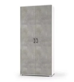Armadio 2 ante bianco e cemento 90x45x195 cm Sale