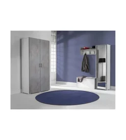 Armadio 2 ante bianco e cemento 90x45x195 cm Sale