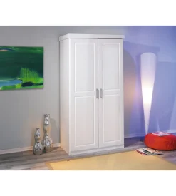 Armadio 2 ante in pino massello bianco, 95x55x190 cm Clearance