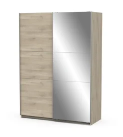Armadi-Armadio 2 ante scorrevoli "ghost" con specchio quercia 148x59,9x203 cm