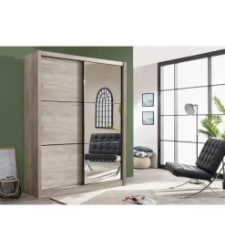 BellaHome Armadi-Armadio "madrid" 2 ante scorrevoli con specchio, 166x60x215 cm