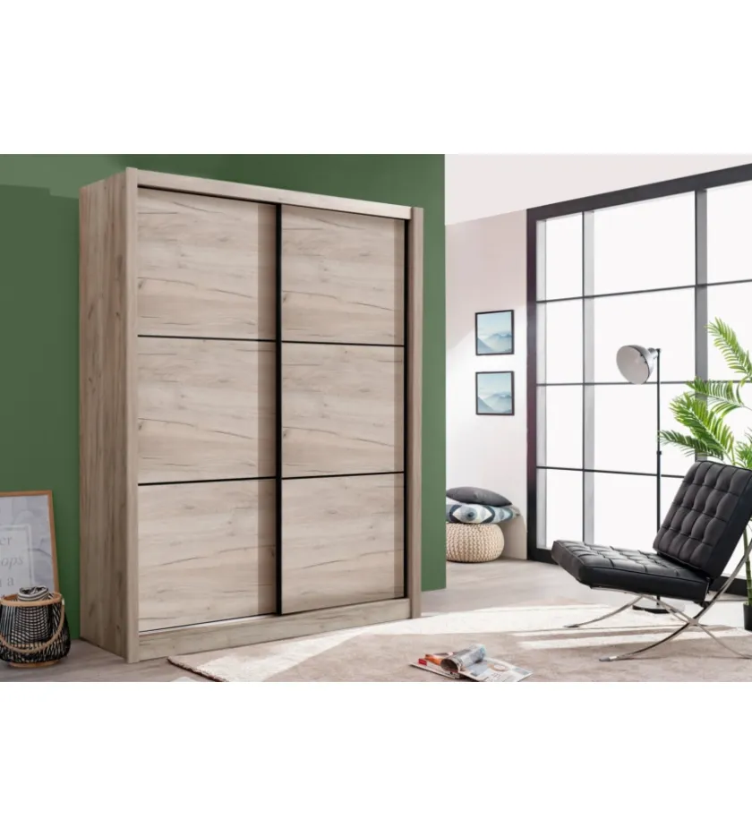 BellaHome Armadio "madrid" 2 ante scorrevoli quercia, 166x60x215 cm Outlet