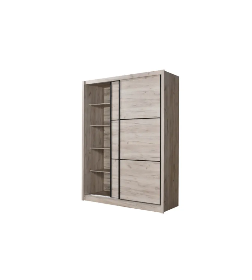 BellaHome Armadio "madrid" 2 ante scorrevoli quercia, 166x60x215 cm Outlet