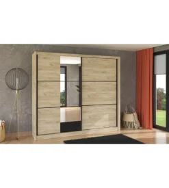 BellaHome Armadi-Armadio "madrid" 2 ante scorrevoli quercia, 242x60x215,5 cm