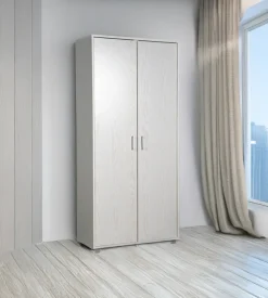 BellaHome Armadi-Armadio multifunzione in laminato bianco venato alto 78x35x170 cm