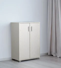 BellaHome Armadio multifunzione in laminato bianco venato basso 60x35x90 cm Clearance