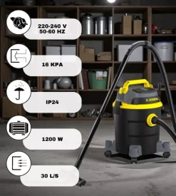 System+ Aspiratore solidi liquidi elettrico 1200w 20lt 30l/s Hot