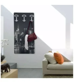 Attaccapanni "skyline" in legno con 5 ganci, 45x90x1 cm Clearance