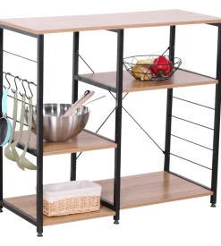 Banco cucina legno e metallo nero, 90x40x82 cm