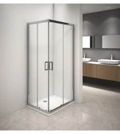 Box doccia angolare in alluminio con vetro trasparente 70x90x185 cm Hot