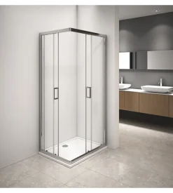 Box doccia angolare in alluminio con vetro trasparente 70x90x185 cm Hot