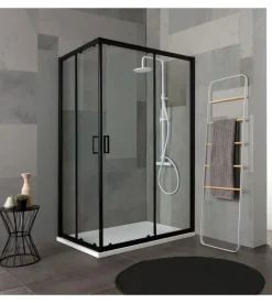 Box doccia "luna" nero opaco e vetro temperato, 80x100x190 cm Outlet