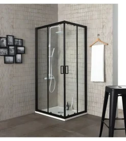 Box doccia "luna" nero opaco e vetro temperato, 80x80x190 cm Clearance