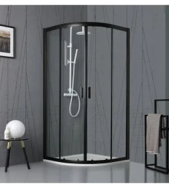 Box doccia "luna" semicircolare nero opaco, 80x80x190 cm New
