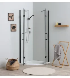 Box doccia "stella" semicircolare alluminio nero, 90x90x190 cm