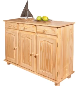 Buffet 3 ante + 3 cassetti in pino massello naturale, 130x87x43 cm Hot