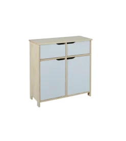 Buffet 2 ante e 2 cassetti in legno e mdf bianco latte, 80x80x40cm Discount