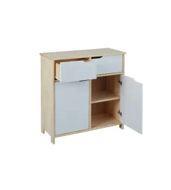 Buffet 2 ante e 2 cassetti in legno e mdf bianco latte, 80x80x40cm Discount