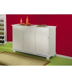 Buffet 3 ante e 3 cassetti in pino massello bianco, 130x43x87 cm Best