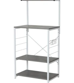 Carrello da cucina con 4 ripiani in metallo bianco e cemento, 60x40x123 cm Hot