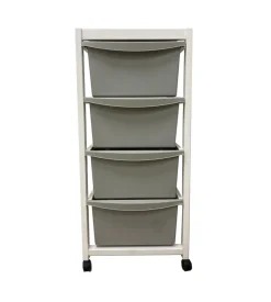 Carrello "millenium" bianco e tortora in legno e plastica, 36,5x37,5x82 cm Discount