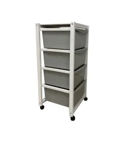 Carrello "millenium" bianco e tortora in legno e plastica, 36,5x37,5x82 cm Discount