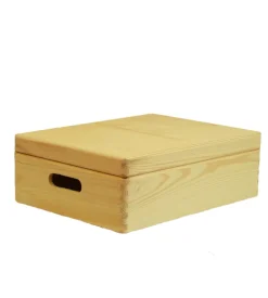Cassetta/scatola in legno " wood box"   con coperchio - 400x300x140 mm