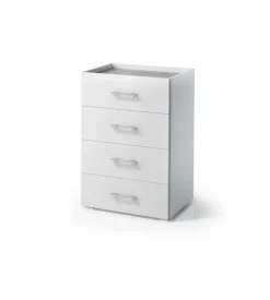 Cassettiera 4 cassetti con piano effetto cemento, 60x87x40 cm New