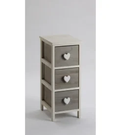 Cassettiera 3 cassetti in legno di paulownia bianca e grigia armonia 26x32x63 cm Clearance