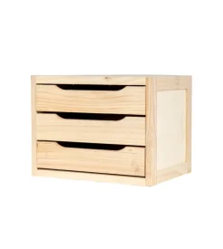 Complementi In Legno-Cassettiera 3 cassetti "natura" in pino massello 30x39x29,5 cm