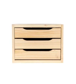 Complementi In Legno-Cassettiera 3 cassetti "natura" in pino massello 30x39x29,5 cm