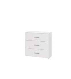 BellaHome Cassettiere-Cassettiera "girona" 3 cassetti bianca opaca, 80,5x33x80,5 cm