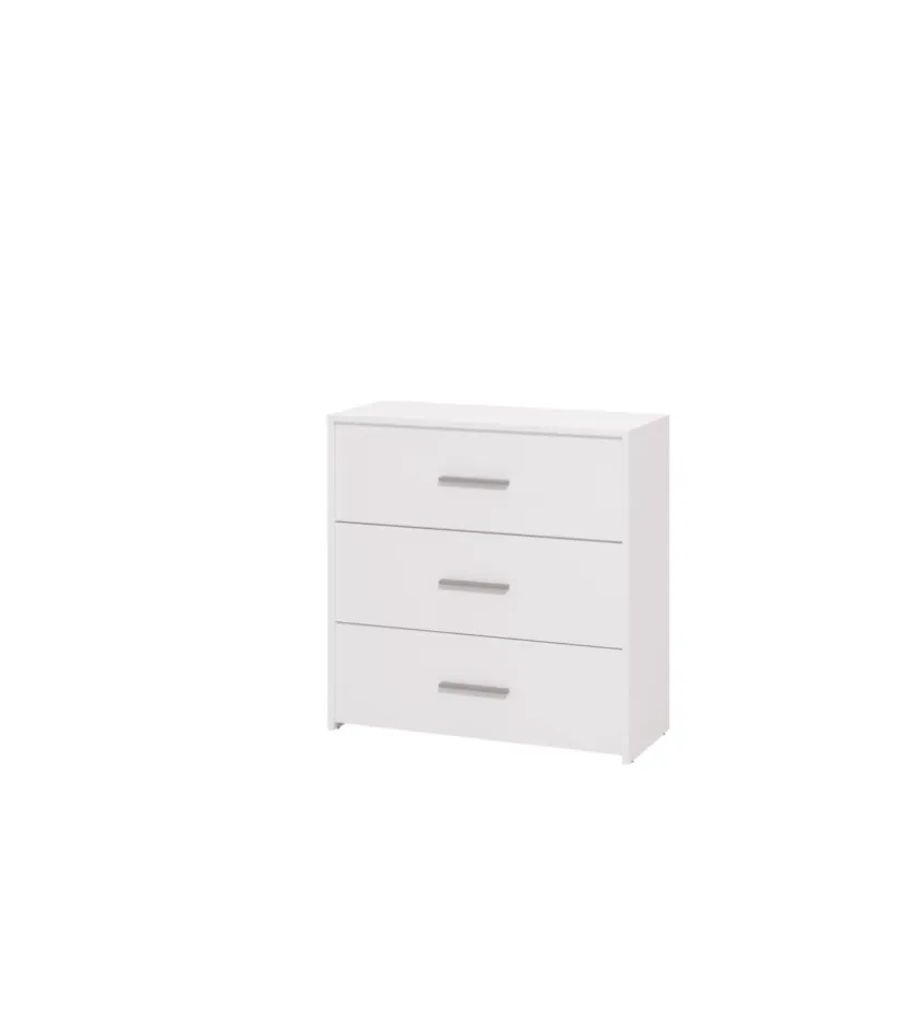 BellaHome Cassettiere-Cassettiera "girona" 3 cassetti bianca opaca, 80,5x33x80,5 cm