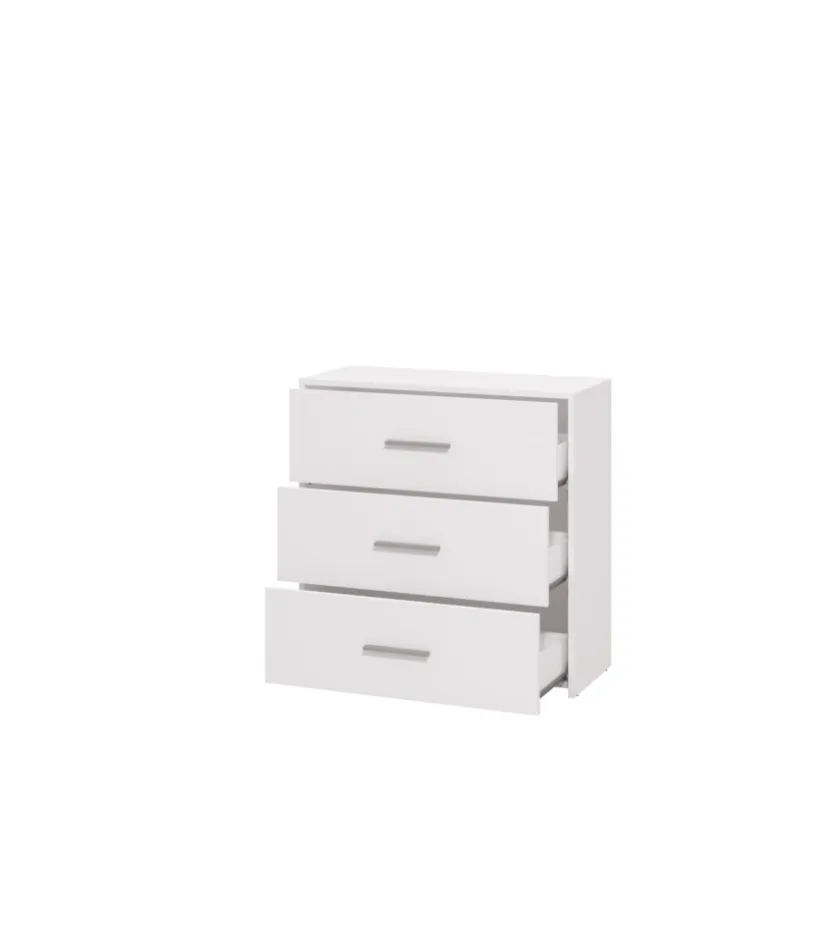 BellaHome Cassettiere-Cassettiera "girona" 3 cassetti bianca opaca, 80,5x33x80,5 cm