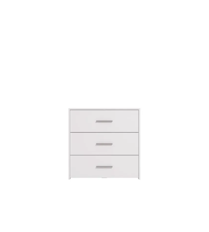 BellaHome Cassettiere-Cassettiera "girona" 3 cassetti bianca opaca, 80,5x33x80,5 cm