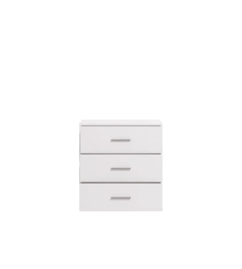 BellaHome Cassettiere-Cassettiera "girona" 3 cassetti bianca opaca, 80,5x33x80,5 cm