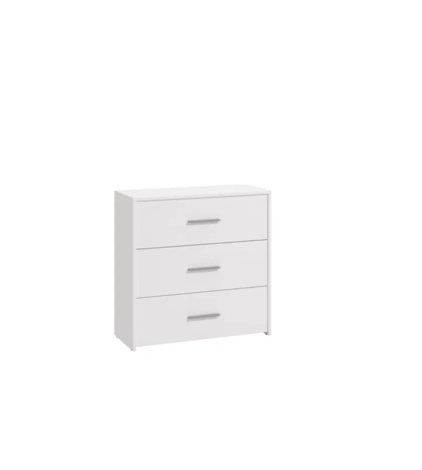 BellaHome Cassettiere-Cassettiera "girona" 3 cassetti bianca opaca, 80,5x33x80,5 cm