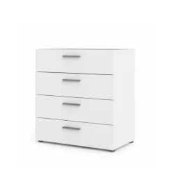 Cassettiera "pepe" bianca con 4 cassetti, 80x68x40 cm