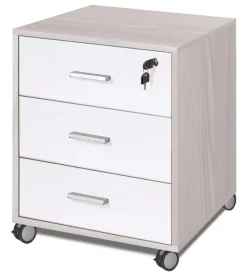Sarmog Cassettiera per scrivania 3 cassetti olmo ante bianco fiammato - l.50 x h.70 x p.41 cm. New