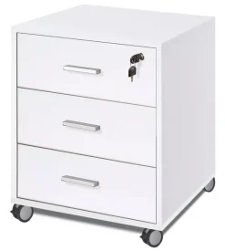 Sarmog Scrivanie E Cassettiere-Cassettiera per scrivania 3 cassetti bianco fiammato, 50x41x70 cm