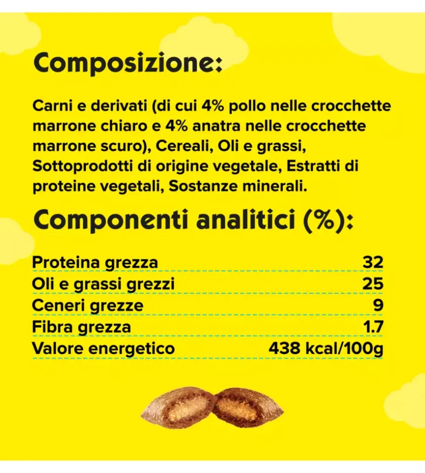 Alimenti Secco Gatto-Catisfaction mix con pollo e anatra - 60 grammi.