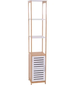 Colonna multiuso con 3 ripiani e 1 anta bianco e legno, 30x30x156 cm Online