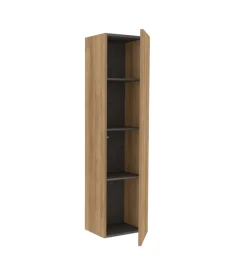 Decor Bagno Colonna pensile sospesa con 1 anta colore rovere farnia, 35x28x138 cm New