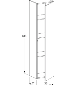 Decor Bagno Colonna pensile sospesa con 1 anta colore verde salvia, 35x28x138 cm Outlet