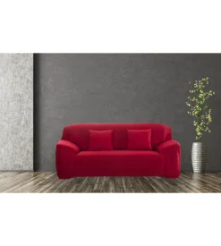 BellaHome Copridivano 2 posti elasticizzato rosso, 145-185 cm Online